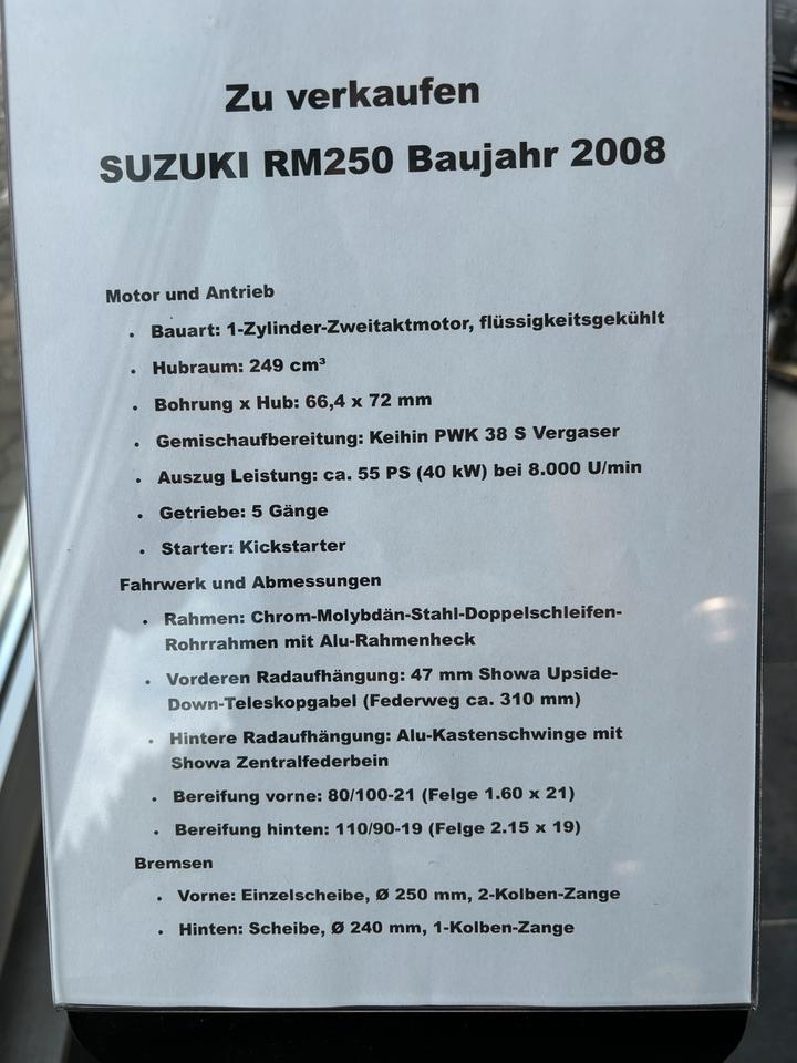 Suzuki RM 250 2008 — interior