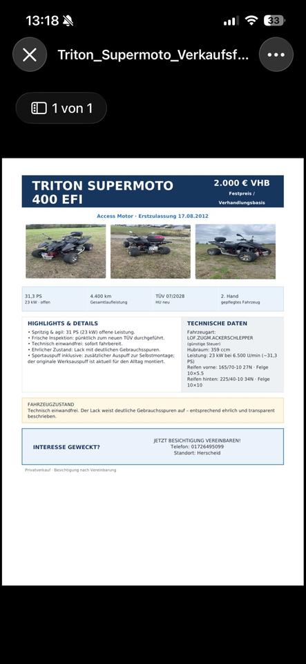 Triton Supermoto - Quad zu verkaufen