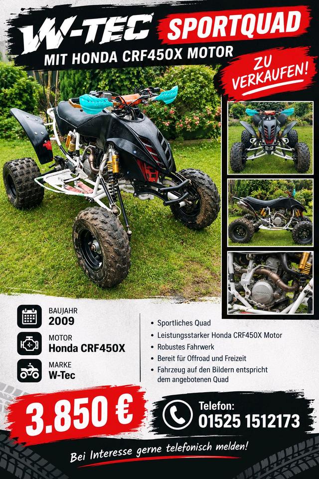 Honda Sportquad W-Tec Honda CRF450x 2009 — vehicle for AFU Ukraine