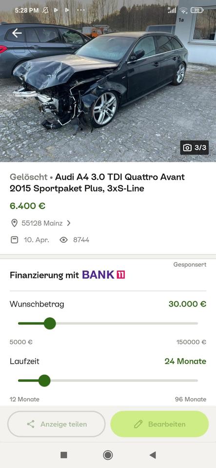 Audi A4 2014 — vehicle for AFU Ukraine