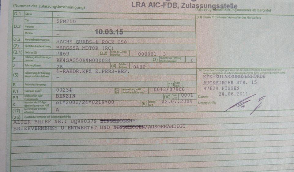 Weitere Motorräder Sachs Quads-4 Rock 250 Typ STM250 Bj 7421km mit Brief O. TÜV 2004 — photo 11